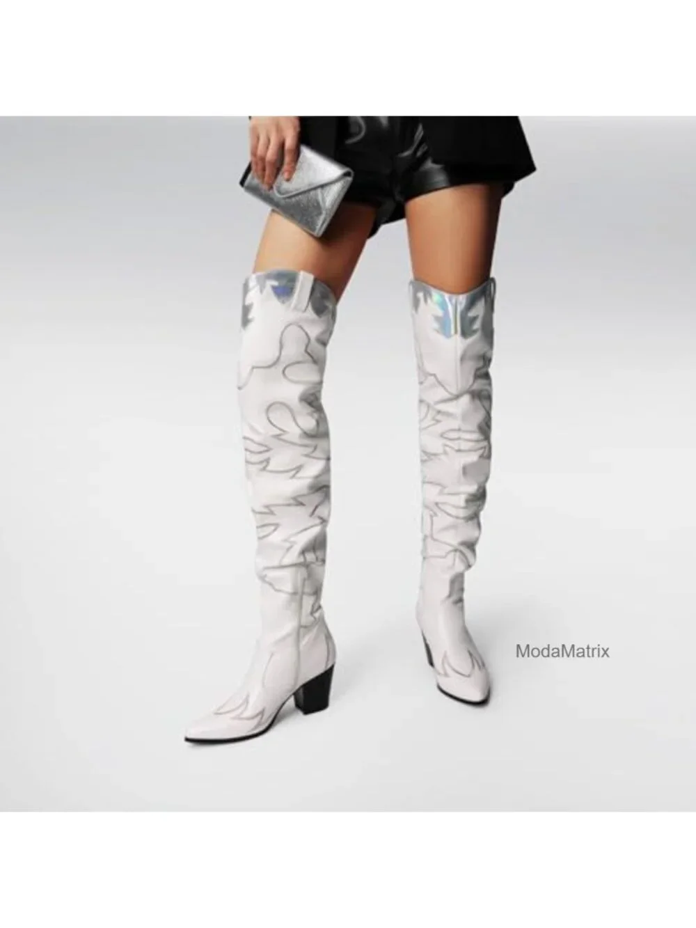 Women's Cowboy Over The Knee High Cowgirl Boots Faux Leather Embroidered